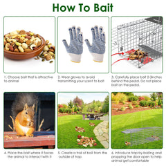 2Pcs 24X7.48X8.27IN Folding Humane Live Animal Trap Cages Easy To Catch And Release Foldable Cat Trap Galvanized Steel For Small Cats Squirrels Rabbits Hedgehog Chipmunk