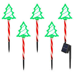 Deer Or Tree Options 5Packs Christmas Outdoor Pathway Light With 8 Modes IP44 Waterproof Xmas Decoration Stake Light Tree Candy Light For Garden Lawn Porch Yard Driveway