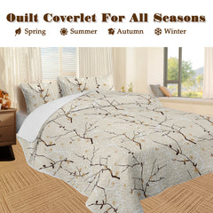 3pcs Minimalist Tree Branch Patterned Blankets Suitable For All Seasons, Including Flower And Autumn Leaf Bedding Sets With 2 Pillowcases, Suitable For Children And Adults