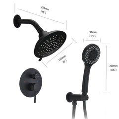 Round Shower System Wall Mounted Rain Mixer Combo Set