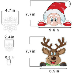 4Sheets Christmas Snowflake Window Clings Stickers For Glass Reusable Double Sided Self Adhesive Static Stickers Xmas Snowflake Reindeer Santa Window Decals Decorations Stickers For Christmas Window D