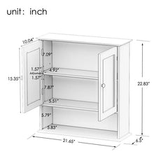Bathroom Wall Cabinet With Double Mirror Doors And Shelves
