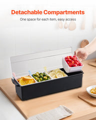 Chilled Condiment Server 4 Compartment Cold Serving Tray With Lid For Fruit