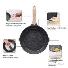 JEETEE 8 Inch Nonstick Frying Pan, Stone Coating Cookware, Nonstick Omelette Pan With Heat-Resistant Handle, Induction Skillet For Eggs