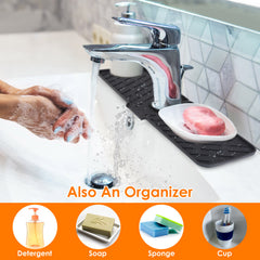 Black-Grey Color Options -- 1Pc Silicone Faucet Mat Kitchen Sink Splash Guard Drain Mat Drying Pad Kitchen Mat Bathroom Drip Catcher