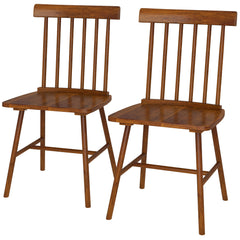 Dining Chairs Set of 2, Farmhouse Wood Kitchen Chairs with Rubber Wood Frame, Spindle Back for Dining Room, Light Brown
