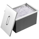 Drop In Ice Chest, 22'L X 17'W X 12'H Stainless Steel Ice Cooler, Commercial Ice Bin With Cover, 40 Qt Outdoor Kitchen Ice Bar, Drain-pipe And Drain Plug Included, For Cold Wine Beer