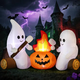 12FT Halloween Inflatables Decoration Giant Ghost With 3-Colored Flame Rotation LED Light Spooky Halloween Decorations Outdoor Blow Up Yard Decorations For Home Lawn Holiday Party