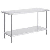 Stainless Steel Prep Table, 24 X 60 X 34 Inch, Heavy Duty Metal Worktable With 3 Adjustable Height Levels, Commercial Workstation For Kitchen Garage Restaurant Backyard