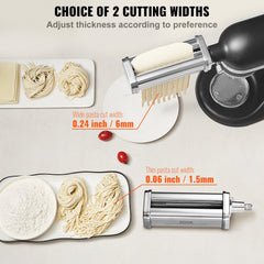 Pasta Attachment For KitchenAid Stand Mixer, Stainless Steel Pasta Roller Cutter Set Including Pasta Sheet Roller, Spaghetti And Fettuccine Cutter, 8 Adjustable Thickness Knob Pasta Maker, 3Pcs