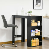 Modern Bar Table Counter Height Dining Table with 3 Storage Shelves for Kitchen, Dining Room, Living Room, Black
