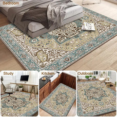 Retro Persian Style Art Carpet Light Luxury Living Room Aesthetic Anchor Point With Complex Patterns Freeze Space Advanced Feeling 5x7ft Cashmere-like Washed Bottom