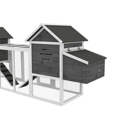 124" Dual Chicken Coop, Large Chicken House, Gray