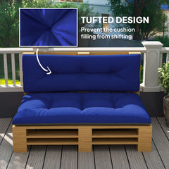 2 Seater Pallet Cushions Outdoor 3.9 Thick Replacement Cushions - Tufted Design For Garden, Patio, Navy Blue