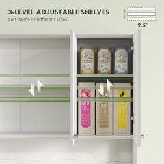 71" Kitchen Pantry Cabinet, Tall Storage Cabinet with Microwave Stand, Modern Kitchen Hutch with Countertop, 6 Doors, Storage Drawer, 3 Adjustable Shelves for Living Room, Dining Room, White