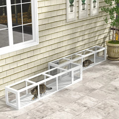 Wooden Cat Run With Weather Protection, Connecting Inside And Outside