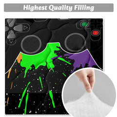 Black Video Game Comforter For Girls Boys Red Blue Green Purple Yellow Ink Game Controller Bedding Boy Bedroom Living Bed Decor With 1 Comforter 2 Pillow Shams