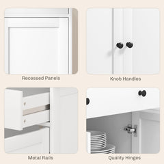 Modern Sideboard, Buffet Cabinet with Storage Drawers, Adjustable Shelves for Living Room, Dining Room, Entryway, White
