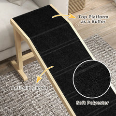 Dog Ramp For Bed, Pet Ramp For Dogs With Non-Slip Carpet And Top Platform