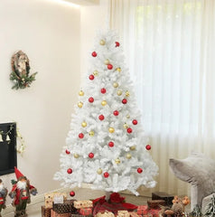 HOMCOM 9ft Tall Artificial Christmas Tree, Unlit Xmas Tree With 2132 Branch Tips, Auto Open, Steel Base, Holiday For Home Office, White