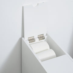Bathroom Floor Organizer Free Standing Space Saving Narrow Storage Cabinet Bath Toilet Paper Holder with Drawers White