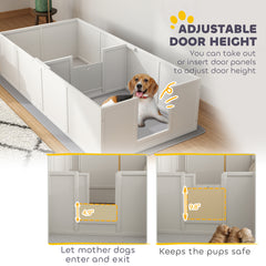 Whelping Box for Dogs and Puppies w/ Waterproof Pee Pad & Adjustable Door for Medium, Small Dogs, 77" x 38" x 19"
