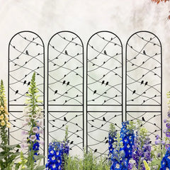 4 Pack Metal Garden Trellis 86.7" X 19.7" Rustproof Trellis For Climbing Plants Outdoor Flower Support Bird Deco Black