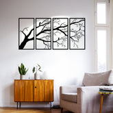 Luxury Metal Wall Art Decor Set Of 4 - Black Tree Of Life Sculpture
