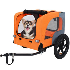 Utdoor Heavy Duty Collapsible Pet Bike Trailer With 16-Inch All Terrain Wheels & Universal Hitch Foldable Dog Cargo Carrier Cart For Bicycles