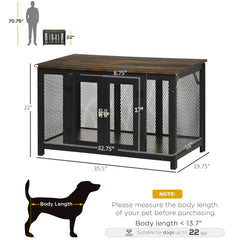 Furniture Style Dog Crate with Openable Top, Big Dog Crate End Table, Puppy Crate for Small Dogs Indoor, Spacious Interior, Pet Kennel, Brown, Black