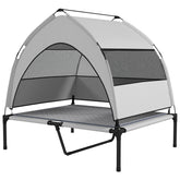 PawHut Elevated Dog Bed With Removable Canopy, Portable Outside Raised Pet Cot With Cooling Pad, Storage Bag,