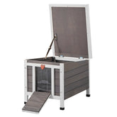 Outdoor Cat House Wooden Feral Cat Shelter With Roof & PVC Door Flaps