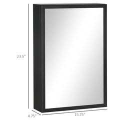 Wall-Mounted Medicine Cabinet with Mirror, Stainless Steel Bathroom Mirror Cabinet Wall Mounted with Storage Shelves for Living Room and Laundry Room, Black