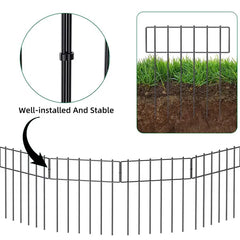 6PC 13inch*17inch Black Metal Protective Decorative Garden Fence, Animal Barrier, Yard And Lawn Isolation Fence, Outdoor Wrought Iron Fence