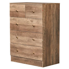 Gray Particleboard With Linen-textured Melamine Finish, 66*40*91cm, 3+2 Drawers, Drawer Cabinet With Matte Gold Handles