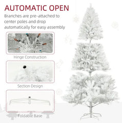 HOMCOM 9ft Tall Artificial Christmas Tree, Unlit Xmas Tree With 2132 Branch Tips, Auto Open, Steel Base, Holiday For Home Office, White