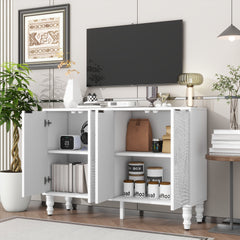 VIBE HAUS 47.2'' Modern TV Stand, Entertainment Center Media Console With 2 Spacious Storage Space, Solid Wood Legs And Anti-tip Device For Living Room, Up To 43''