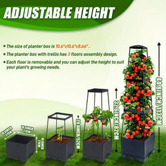 2-Pack 44.8" Self-Watering Tomato Planter With Trellis – Heavy-Duty Indoor & Outdoor Raised Garden Box, Built-in Trapezoid Climbing Grid For Tomatoes, Vegetables & Vining Plants