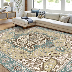 Retro Persian Style Art Carpet Light Luxury Living Room Aesthetic Anchor Point With Complex Patterns Freeze Space Advanced Feeling 5x7ft Cashmere-like Washed Bottom