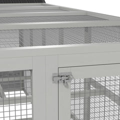 Wooden Chicken Coop Run for 6 - 10 Chickens, Hen House Add-On with Storage, Perches, 141.75" x 48" x 61", Gray