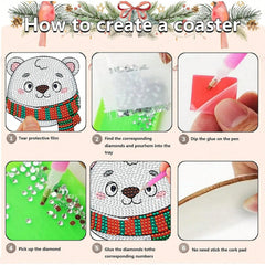 6 Pcs Chirstmas Cartoon Diamond Art Painting Acrylic Garden Stake Craft Ornaments Kits Keychains Refrigerator Fridge Magnets Accessories DIY Full Drill Diamonds Pendants Decor For Xmas Decor
