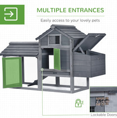Chicken Coop Kit 59 Outdoor Solid Wood Enclosed House Ventilation Gray