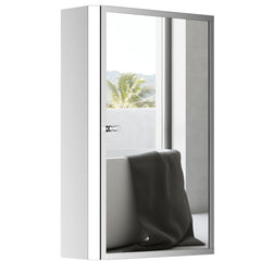 Bathroom Mirrored Cabinet, Vertical 16" x 24" Stainless Steel Frame Medicine Cabinet, Wall-Mounted Storage Organizer with Single Door
