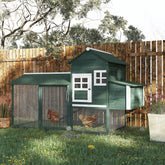 84" Wooden Chicken Coop, Hen House Outdoor with Run Nesting Box, Asphalt Roof, Removable Tray, Ramp, Poultry Cage for 2-3 Chickens, Green