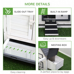 65" Chicken Coop Wooden Chicken House Rabbit Hutch Poultry Cage Hen Pen Backyard with Nesting Box, Ramp, Run