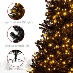 7.5 FT Tall PreLit Artificial Christmas Tree with Realistic Branches, 500 Warm White LED Lights and 1346 Tips, Black
