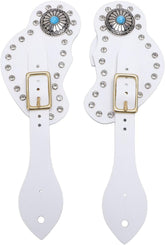 2Pcs Leather Spur Straps Set For Horse, Westerns Men Women Adjustable Spur Straps, Artificial Leather Rhinestone Decorations Spur Holder For Cowboys Equestrian Accessories