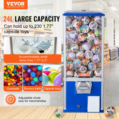 25'H Gumball Machine Vending Coin Bank Vintage Gumballs Dispenser PS Bule