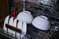 Lily Bone China Dinnerware Set, 16 Pieces, Service For 4, White Plates, Dishes, Bowls Set, Microwave And Dishwasher Safe