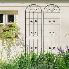 2 Pack Metal Garden Trellis 86.7" X 19.7" Rustproof Trellis For Climbing Plants Outdoor Flower Support Black